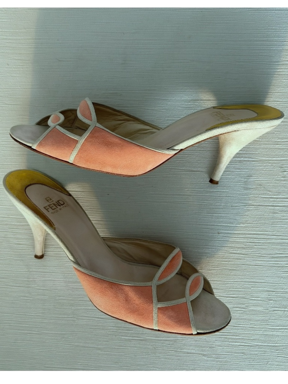 Lagerfeld Era Fendi Suede Open Toe Mule Heels EU 38 US 7.5–8